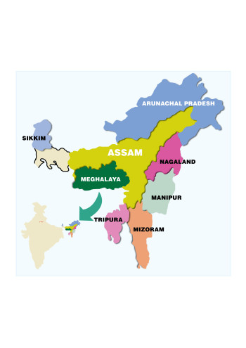 Northeast India map